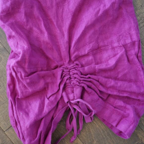 Bryn Walker Elastic Waistband Cinched Hem Linen Pants Pink Womens Size 1X - Picture 3 of 8
